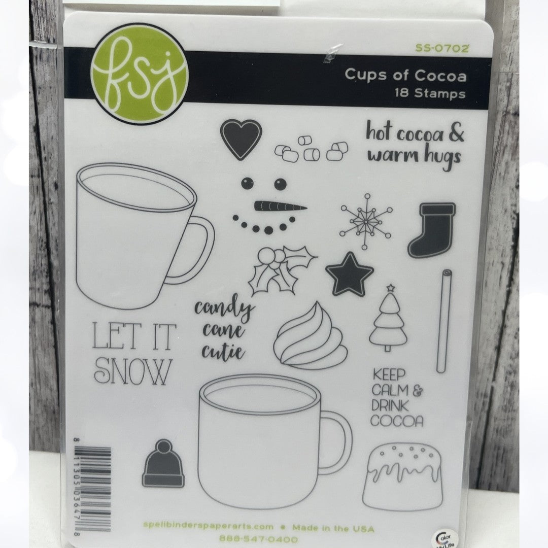 Fun Stampers Journey CUPS OF COCOA Christmas Hot Chocolate Rubber Stamps