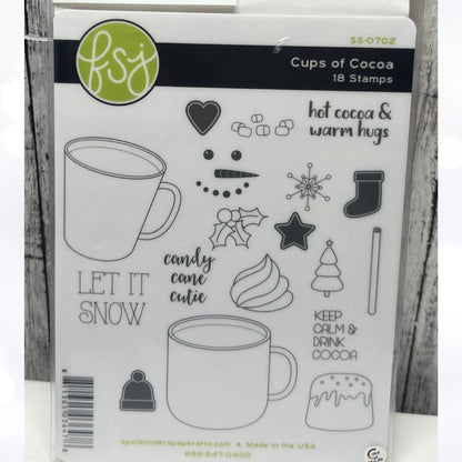 Fun Stampers Journey CUPS OF COCOA Christmas Hot Chocolate Rubber Stamps