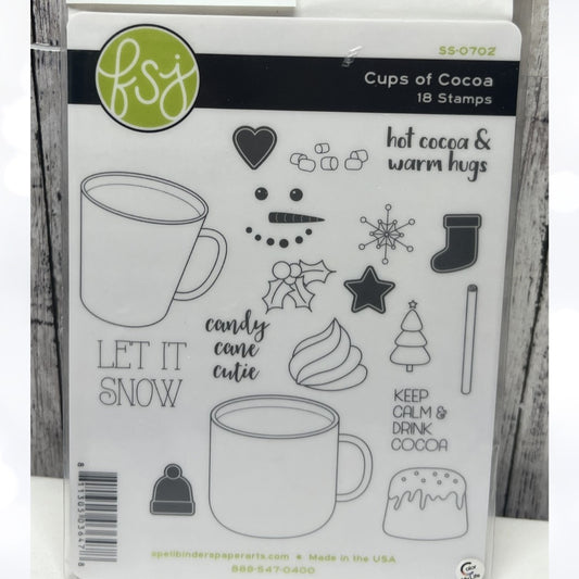 Fun Stampers Journey CUPS OF COCOA Christmas Hot Chocolate Rubber Stamps