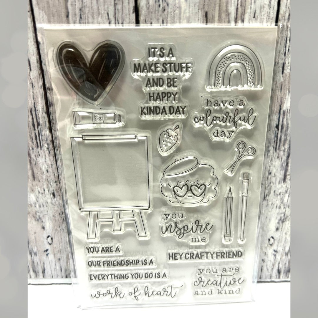 Spellbinders ART SCHOOL Card Kit of the Month Stamps Dies August 2021 AS IS**