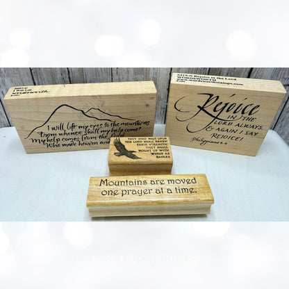 Wordsworth REJOICE Religious Mountains Bible Journaling Rubber Stamps Set of 4
