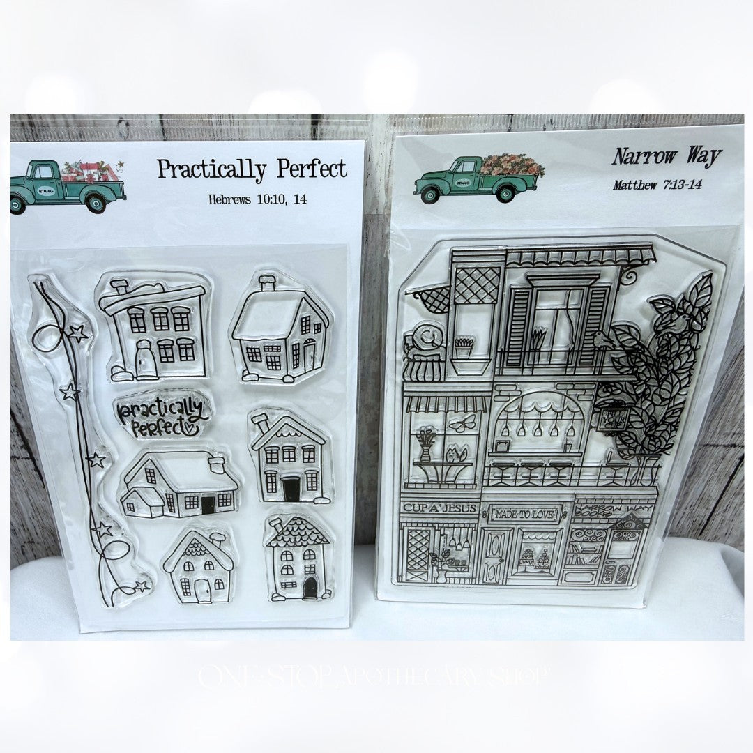 By the Well 4 NARROW WAY Shops Coffee Religious Bible Journaling Rubber Stamps