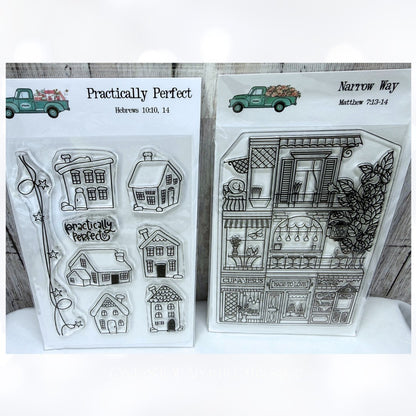 By the Well 4 NARROW WAY Shops Coffee Religious Bible Journaling Rubber Stamps