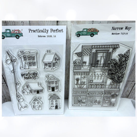 By the Well 4 NARROW WAY Shops Coffee Religious Bible Journaling Rubber Stamps