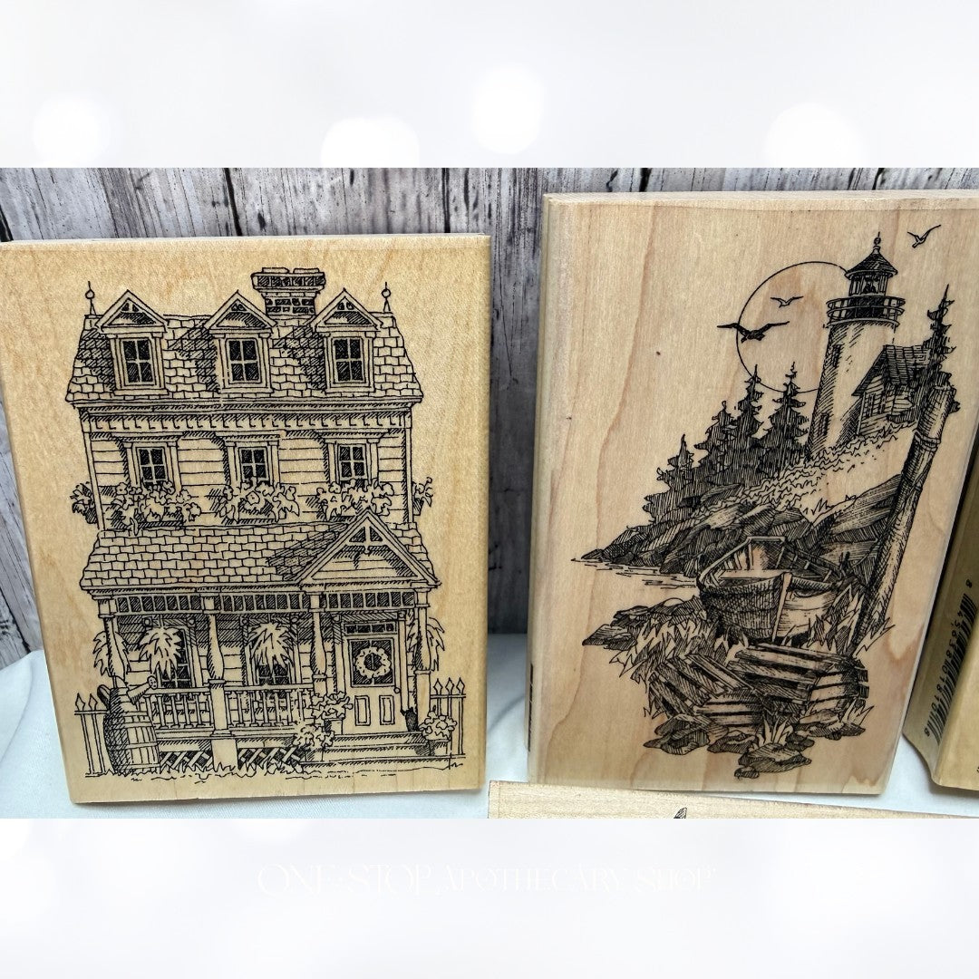 Impression Obsession LIGHTHOUSE Church House Rubber Stamps