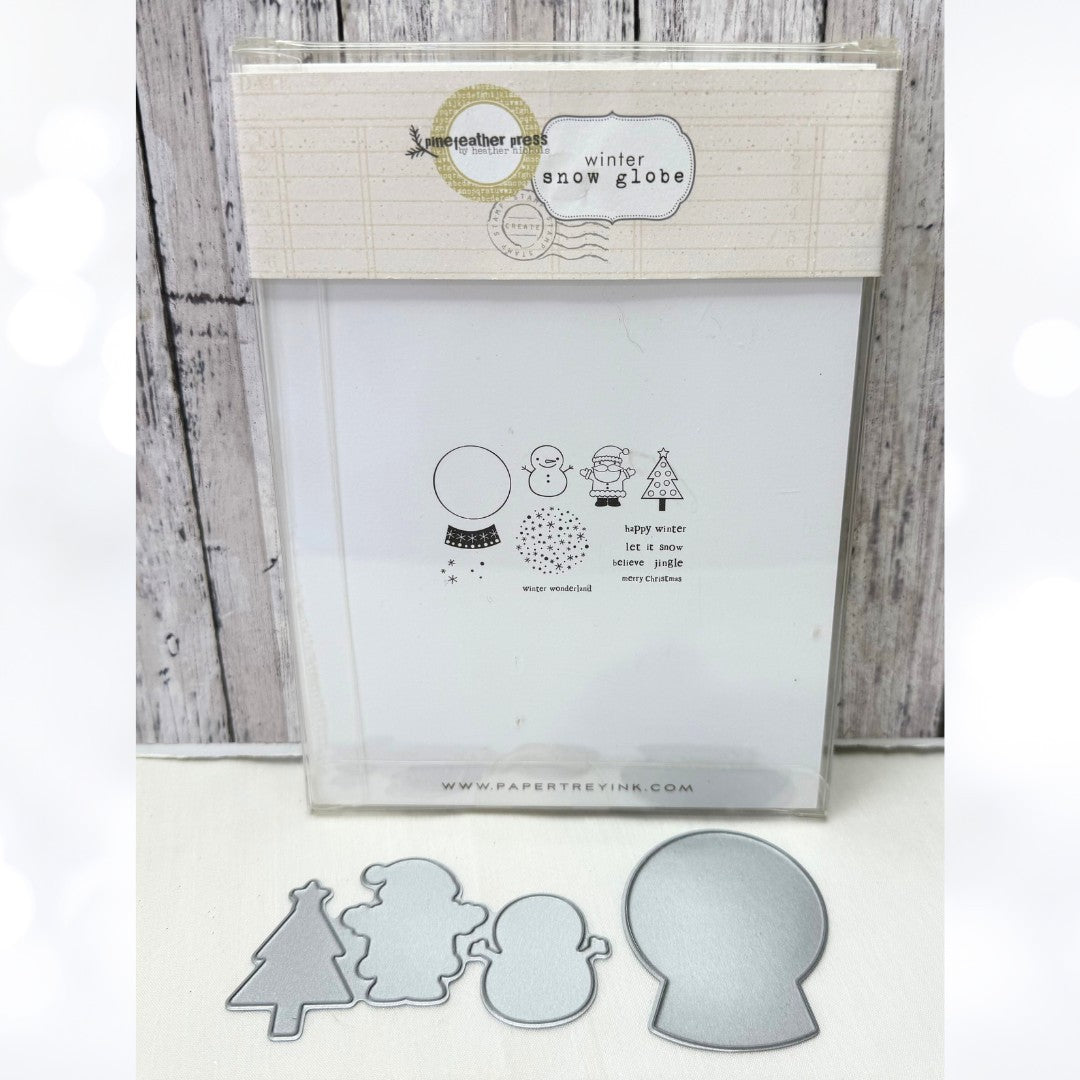 Papertrey Ink WINTER SNOW GLOBE Christmas Rubber Stamps Dies