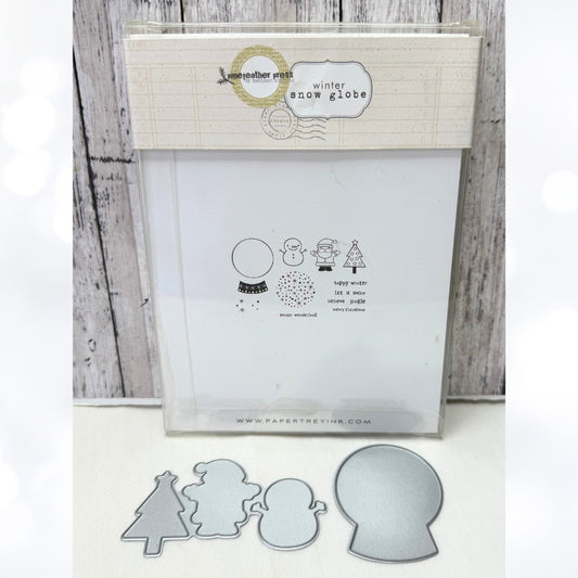 Papertrey Ink WINTER SNOW GLOBE Christmas Rubber Stamps Dies