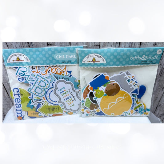 Doodlebug Designs PARTY TIME Chit Chat Odds & Ends Die Cuts Embellishments