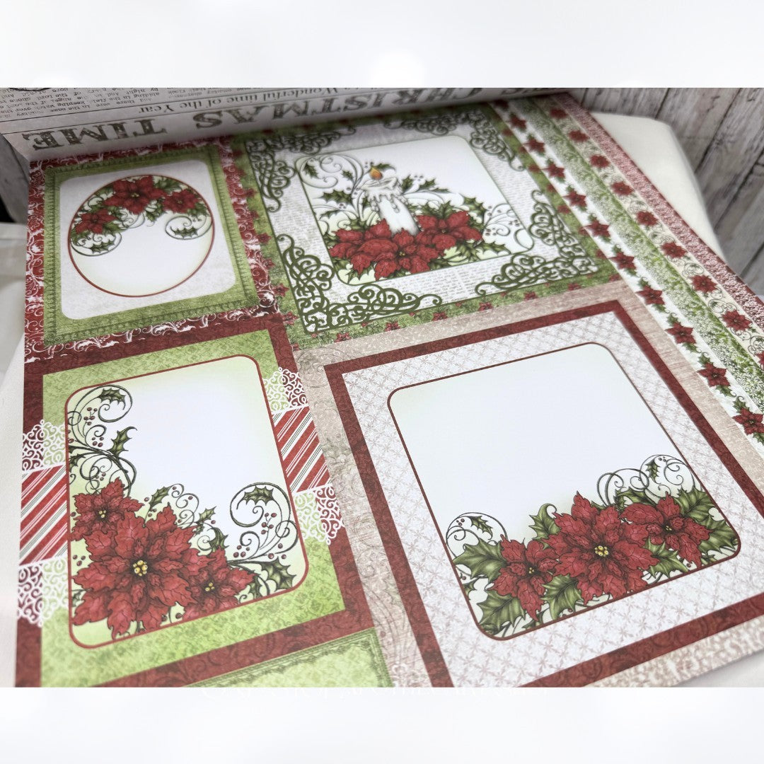 Heartfelt Creations SPARKLING POINSETTIA Christmas 12x12 Paper Collection Rare