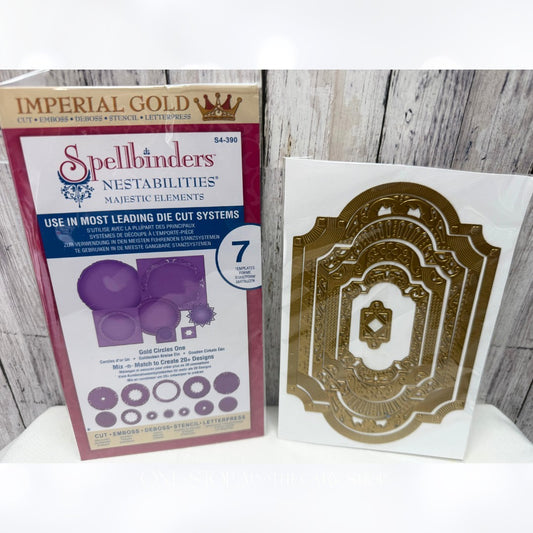 Spellbinders IMPERIAL GOLD Circles One Labels 28 Dies AS IS**