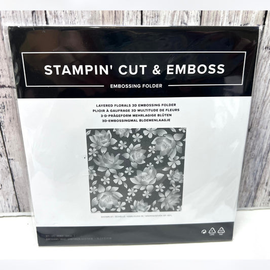 Stampin UP LAYERED FLORALS Flowers 3D 6x6 Embossing Folder