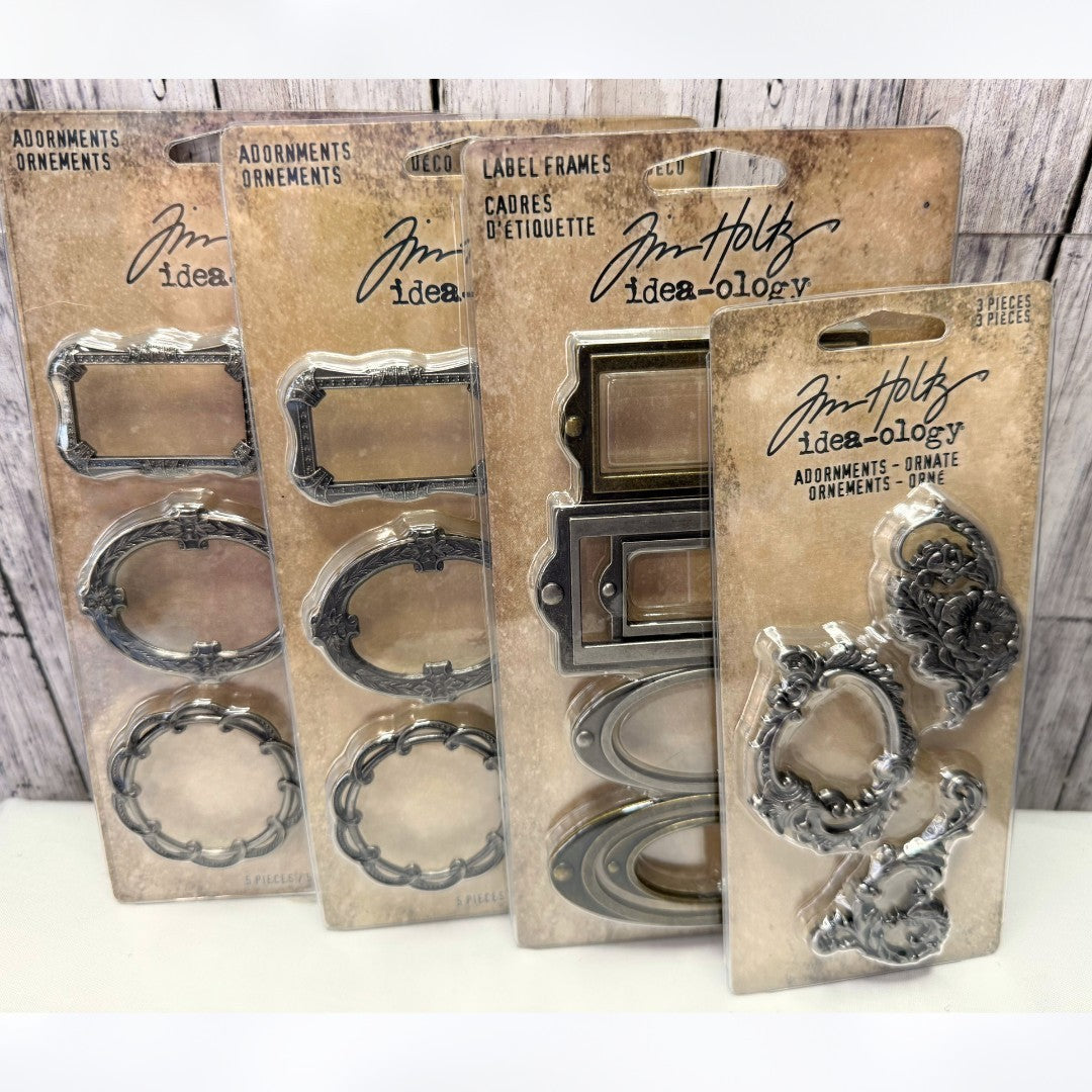 Tim Holtz Ideaology DECO FRAMES Label Adornments Ornate Embellishments Lot
