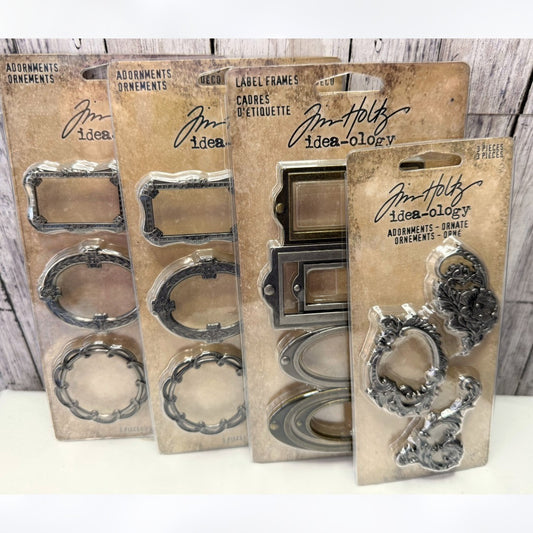 Tim Holtz Ideaology DECO FRAMES Label Adornments Ornate Embellishments Lot