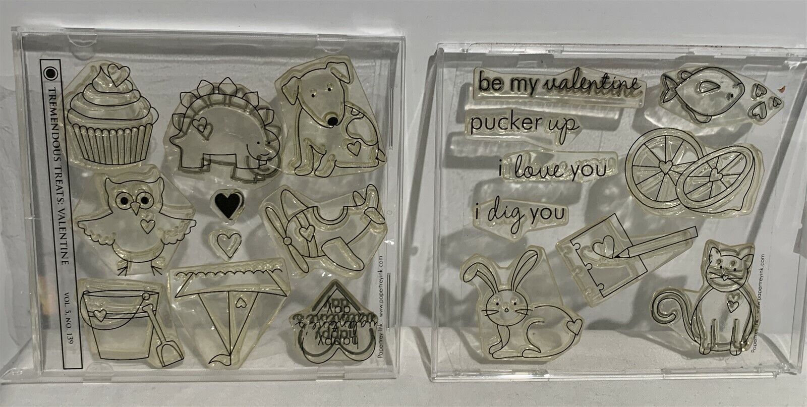 Papertrey Ink TREMENDOUS TREATS Valentines Day Animals Rubber Stamps Set