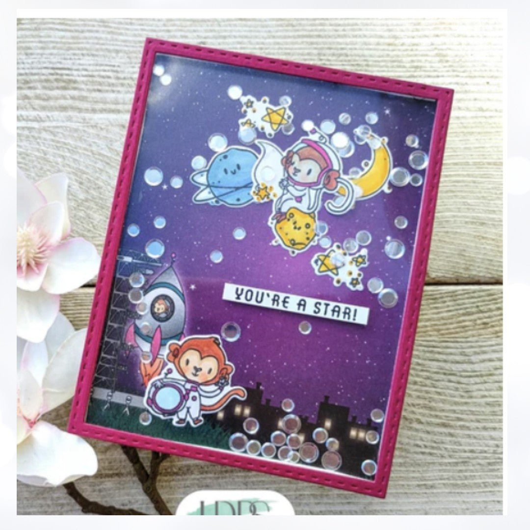 LDRS Designs OUT OF THIS WORLD Space Animals Rubber Stamps Dies