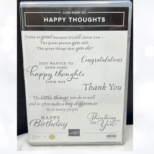 Stampin Up HAPPY THOUGHTS Sentiments Greetings Rubber Stamps