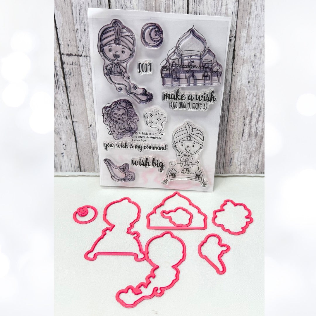 Pink & Main GENIE BOY Aladdin Rubber Stamps Dies