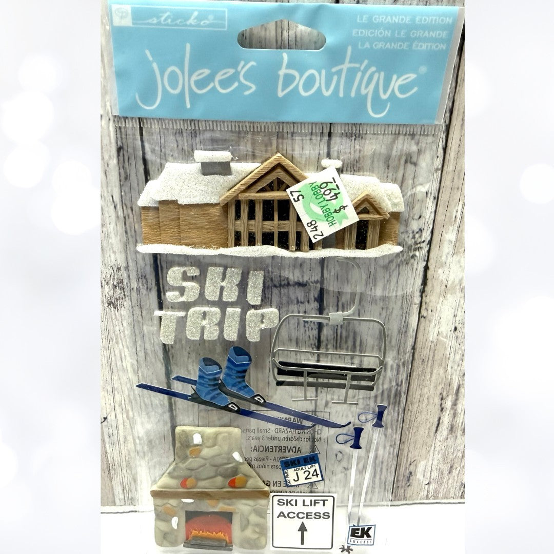 Jolee's Boutique CHRISTMAS Holiday Santa Skiing Ski Trip Crafting Stickers Lot