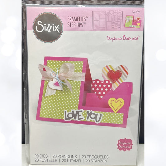 Sizzix Stephanie Barnard HEARTS STEP UPS Card Framelits 560025 Dies