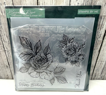 Stamps By Me ELEGANT ROSE Floral Flowers Rubber Stamps 3D Embossing Folder