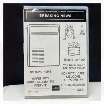 Stampin Up BREAKING NEWS Newspaper Wedding Birthday Rubber Stamps