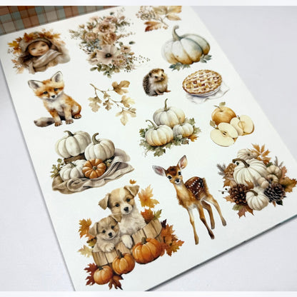 Mintay AUTUMN SPLENDOR Fall Critters 6x8 Paper Cardstock Die Cuts Stickers Kit