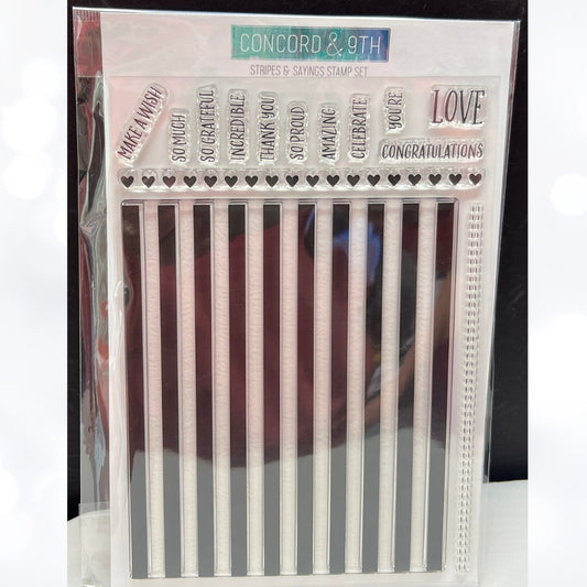 Concord & 9th STRIPES & SAYINGS Sentiments 6x8 Rubber Stamps