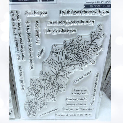Pinkfresh Studio LEAFY DECOR Oval Foliage Wreath Rubber Stamps