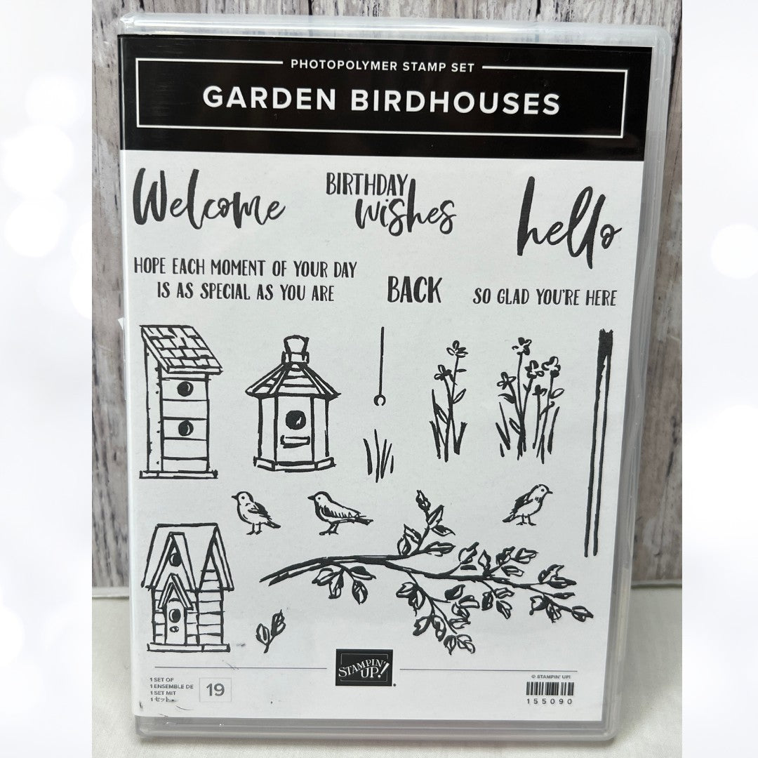 Stampin Up GARDEN BIRDHOUSES Birds Rubber Stamps
