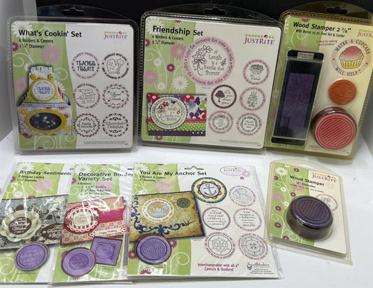 JustRite Just Rite CIRCLES Stampers Rubber Stamps Cooking Sentiments Vintage Lot