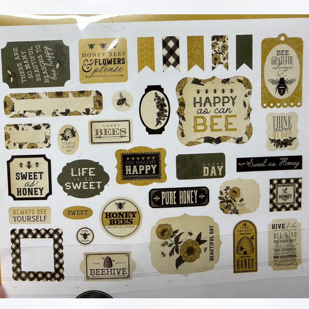 Carta Bella HONEYBEE Bees 12x12 Paper Collection Ephemera Brads Scrapbook Kit