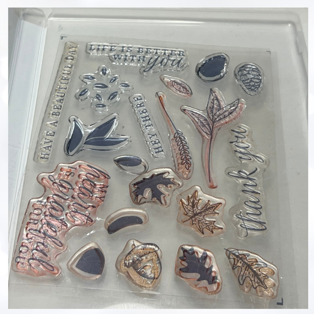 Stampin Up BEAUTIFUL AUTUMN Fall Leaves Rubber Stamps
