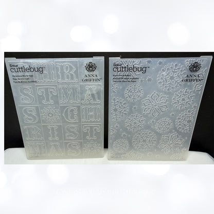 Anna Griffin CHRISTMAS Holly Snowflakes Wreath Embossing Folders Lot of 4