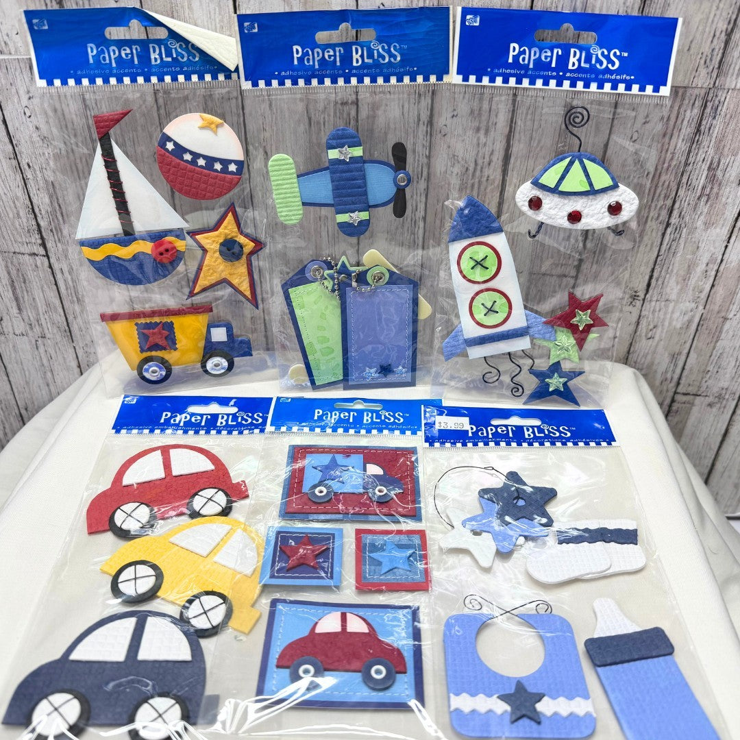 Paper Bliss BOYS Baby Boy Children Kids Craft Stickers Lot of 11