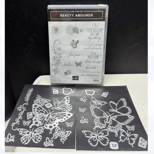 Stampin Up BEAUTY ABOUNDS Butterfly Butterflies Rubber Stamps Thinlits Dies