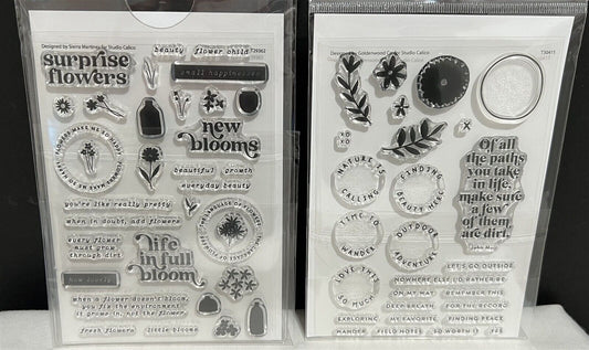 Studio Calico PLANNER Journal Nature Flowers 4x6 Rubber Stamps Sets Lot of 2