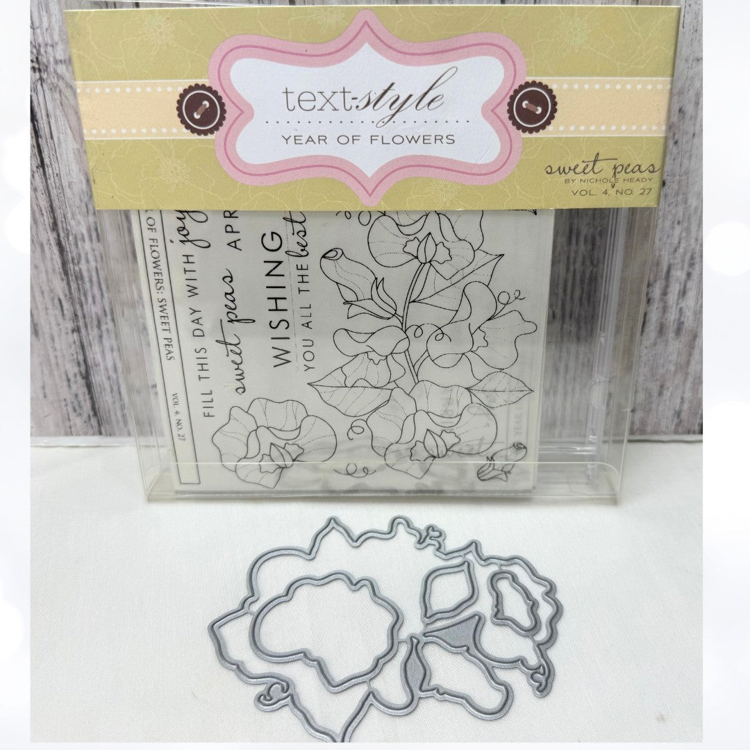 Papertrey Ink YEAR OF FLOWERS Sweet Peas Floral Rubber Stamps Dies