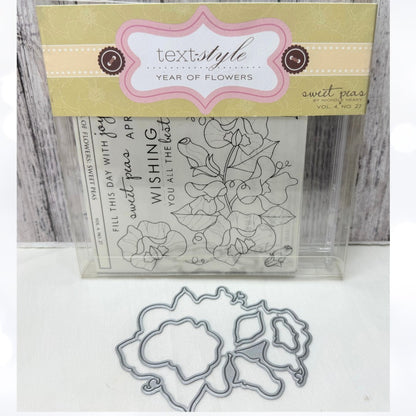 Papertrey Ink YEAR OF FLOWERS Sweet Peas Floral Rubber Stamps Dies