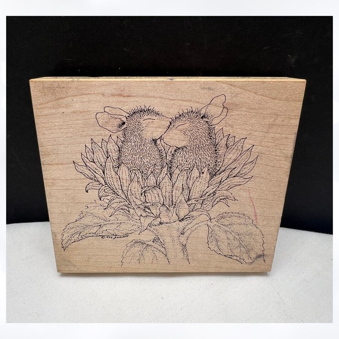 House Mouse SUNFLOWER SMOOCH Love Fall Autumn Mice Rubber Stamp