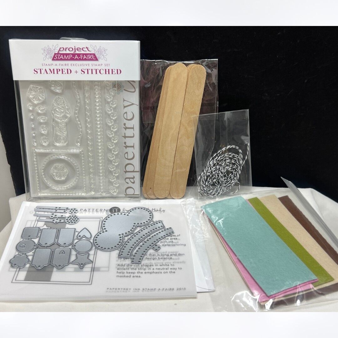 Papertrey Ink STAMP & STITCHED Stitching Rubber Stamps Dies Card Making Kit