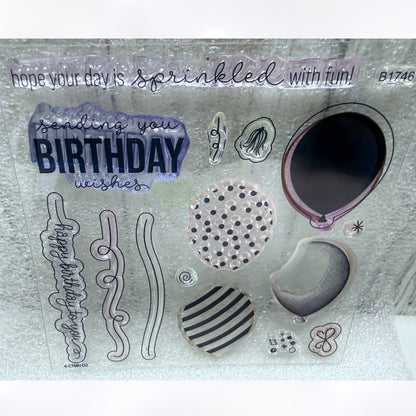 Close To My Heart STARS & SPARKLERS Birthday Balloons Rubber Stamps Dies