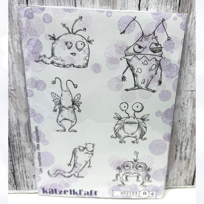 Katzelkraft MONSTERS Halloween Mixed Media Red Rubber Unmounted Stamps