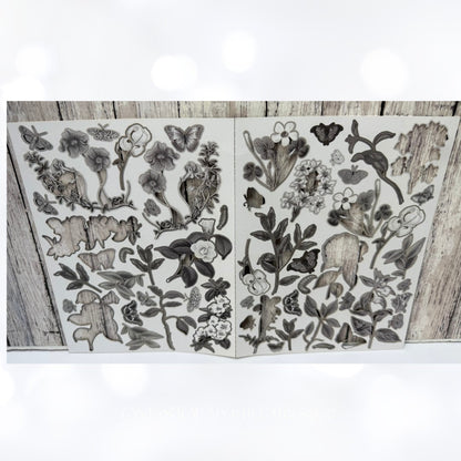 49 & Market CHARCOAL 12x12 Paper Ephemera Frames Die Cuts Collection Kit