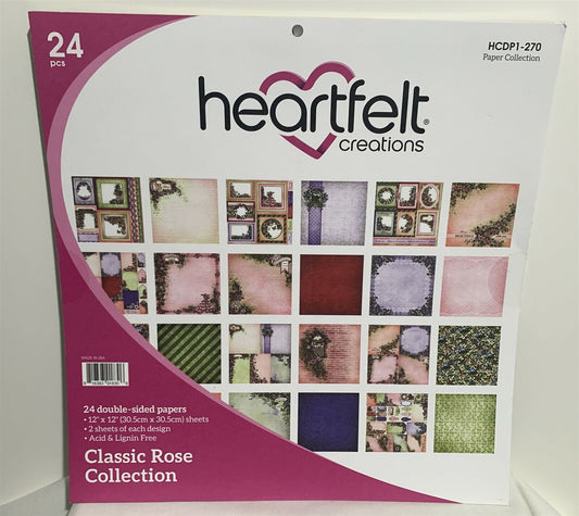 Heartfelt Creations CLASSIC ROSE Collection Paper Cardstock Pack 12x12 24 Sheets