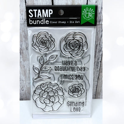 Hero Arts BEAUTIFUL DAY Flowers Floral Rubber Stamps Dies