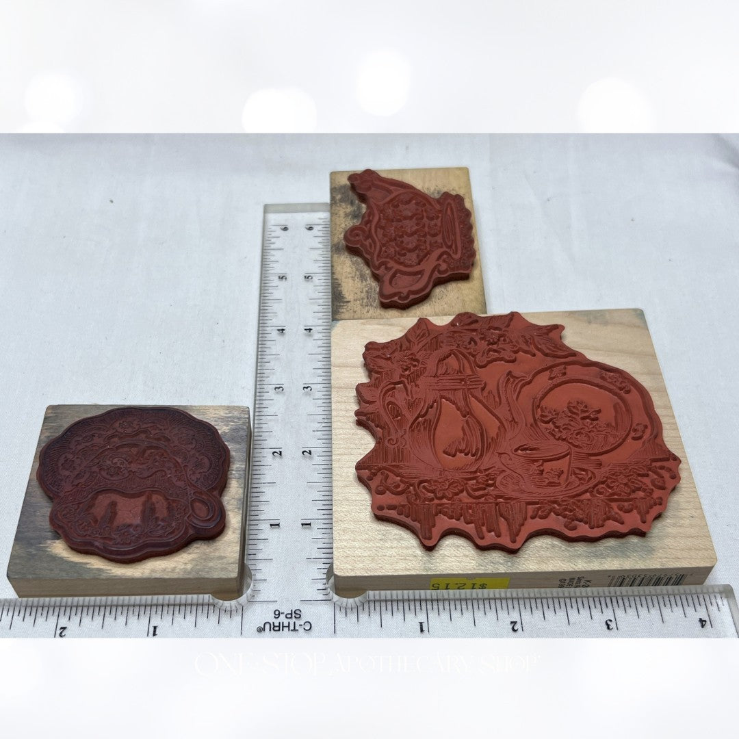 PSX TEA POT Cup Party Dinnerware Rubber Stamps Lot of 3