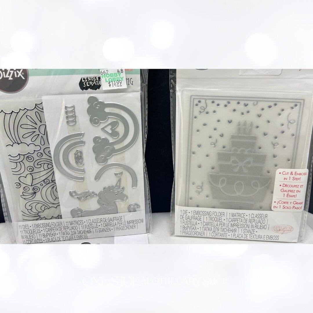 Sizzix UNICORNS Birthday Impresslits Embossing Folders Lot of 4