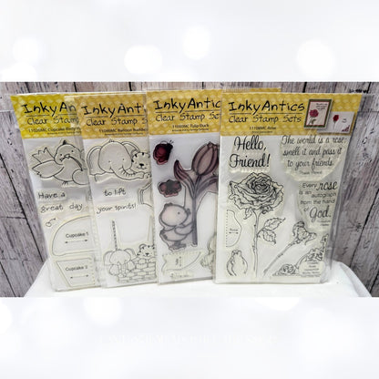 Inky Antics CUPCAKE CHICKS Birthday Rose Tulip Flowers Rubber Stamps Lot of 4