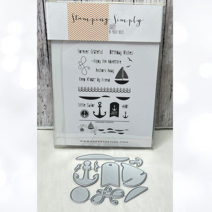 Papertrey Ink AHOY Nautical Sea Sailboat Rubber Stamps Dies