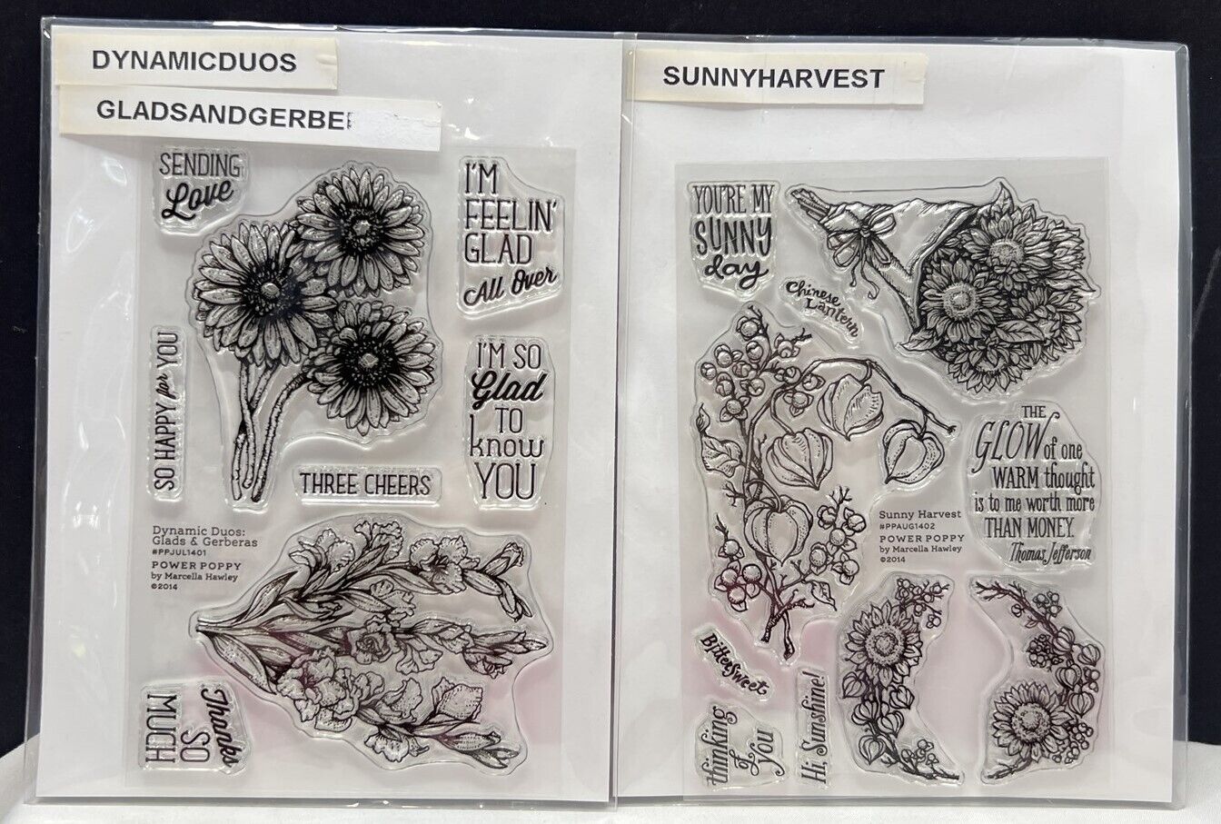 PowerPoppy SUNNY HARVEST Daisies Daisy Flowers Sunflowers Floral Rubber Stamps